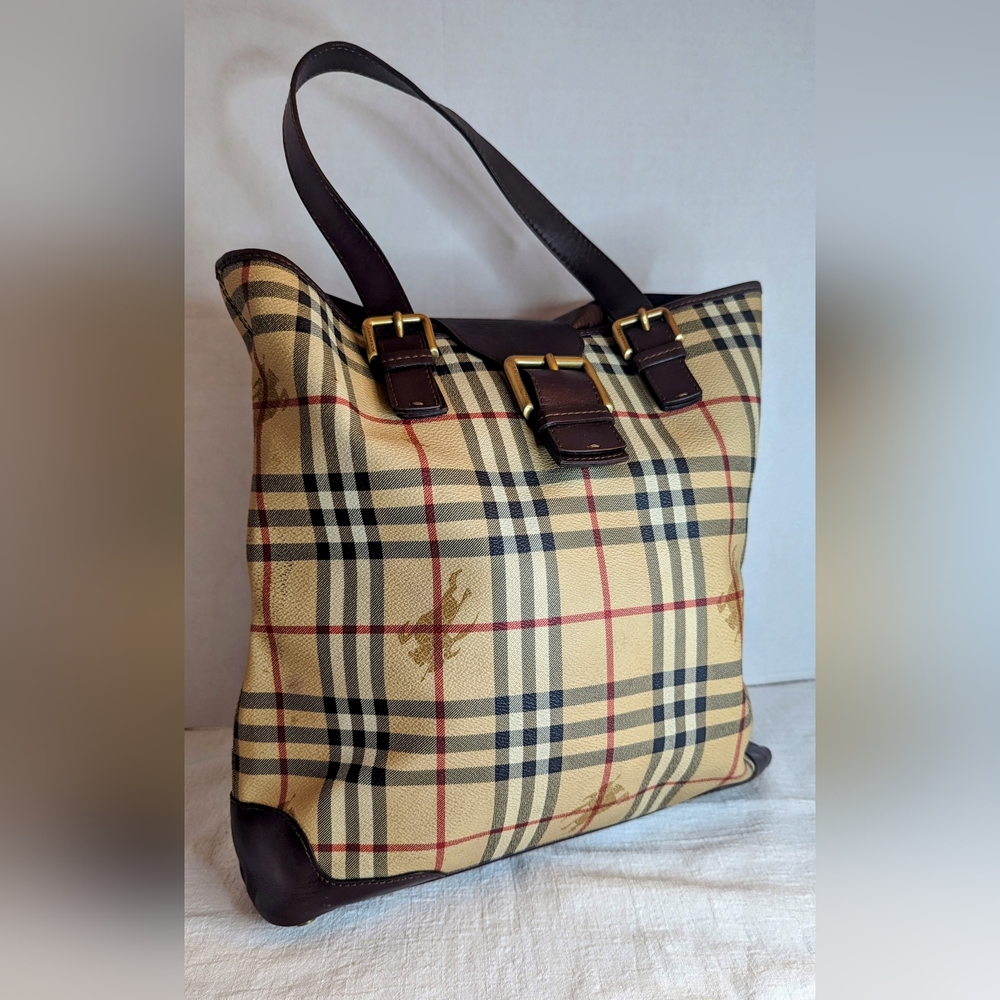 Burberry Gold Haymarket check tote bag